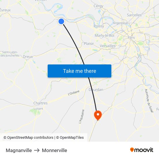 Magnanville to Monnerville map