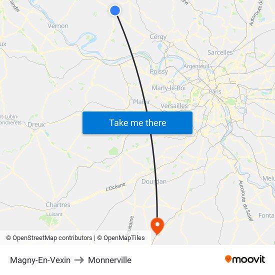 Magny-En-Vexin to Monnerville map