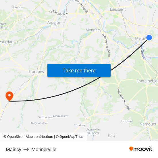 Maincy to Monnerville map