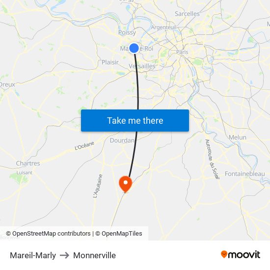 Mareil-Marly to Monnerville map