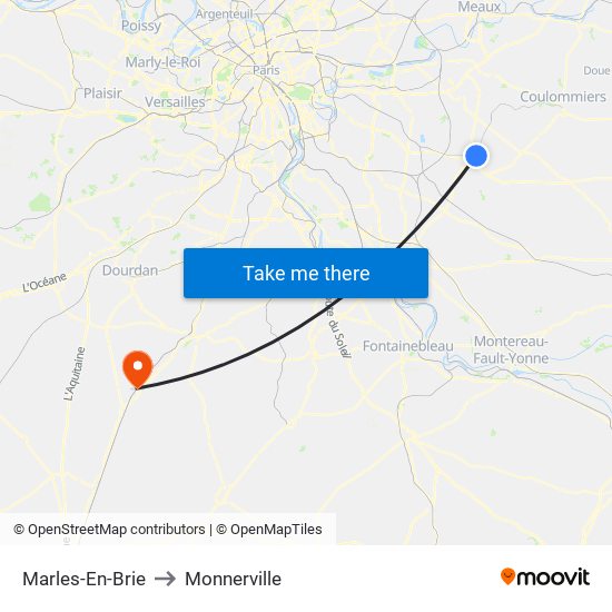 Marles-En-Brie to Monnerville map