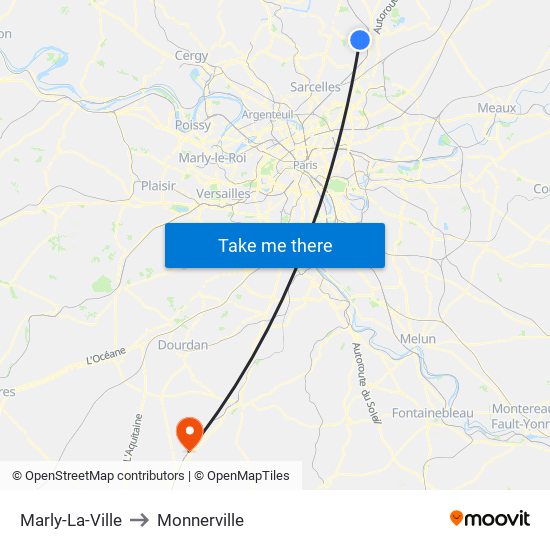 Marly-La-Ville to Monnerville map