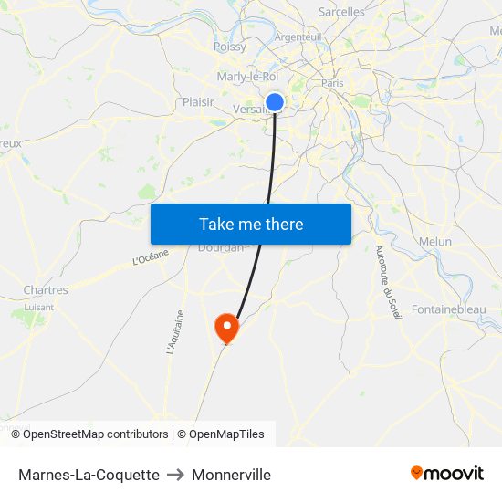 Marnes-La-Coquette to Monnerville map