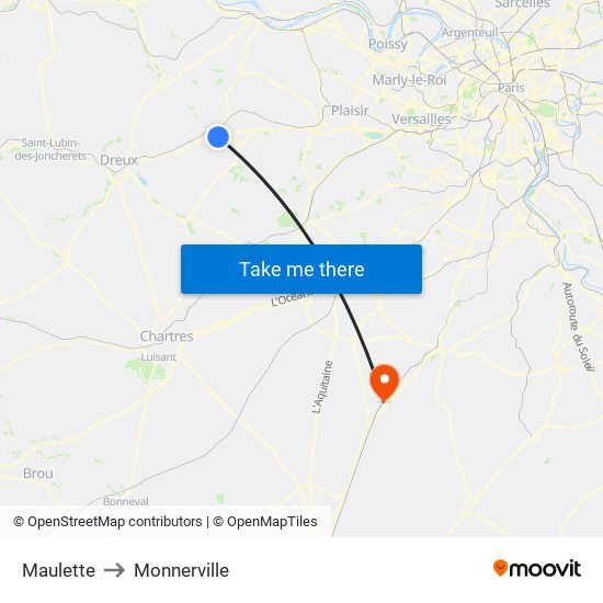 Maulette to Monnerville map