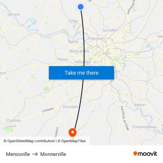 Menouville to Monnerville map