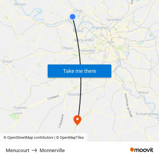 Menucourt to Monnerville map