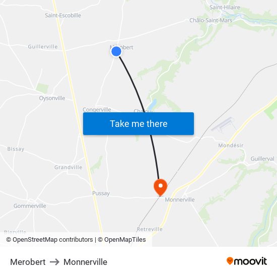 Merobert to Monnerville map