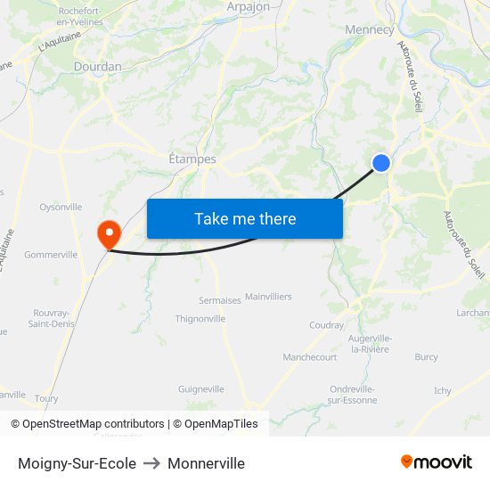 Moigny-Sur-Ecole to Monnerville map