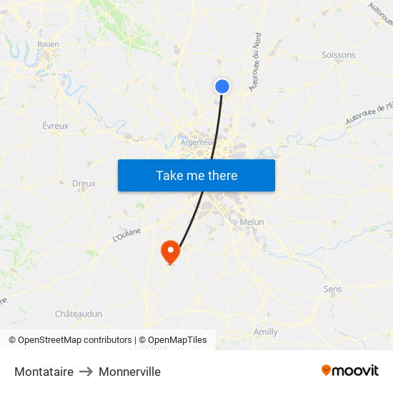 Montataire to Monnerville map