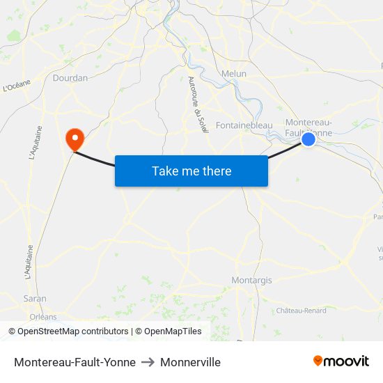 Montereau-Fault-Yonne to Monnerville map