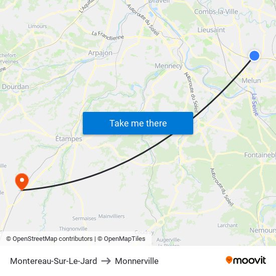 Montereau-Sur-Le-Jard to Monnerville map