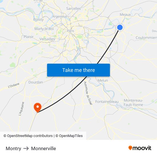 Montry to Monnerville map