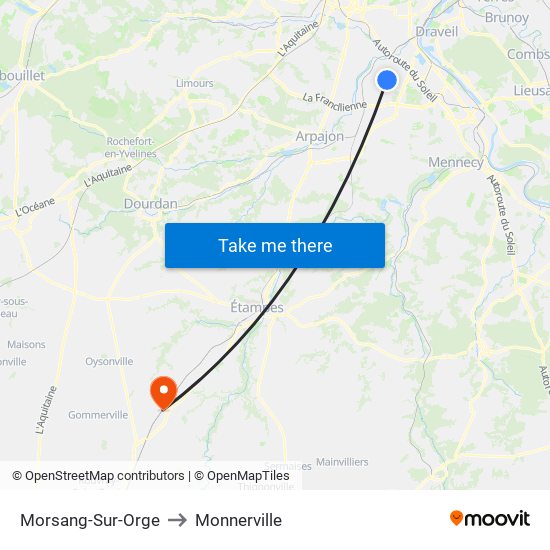 Morsang-Sur-Orge to Monnerville map