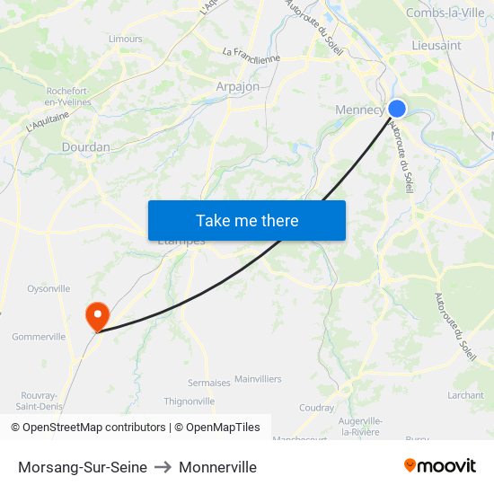 Morsang-Sur-Seine to Monnerville map