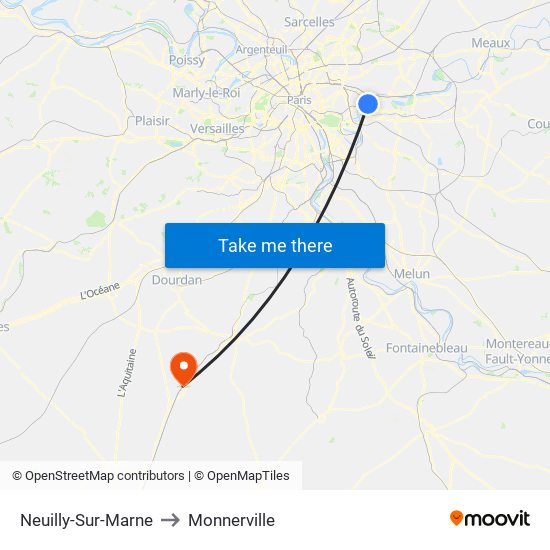 Neuilly-Sur-Marne to Monnerville map