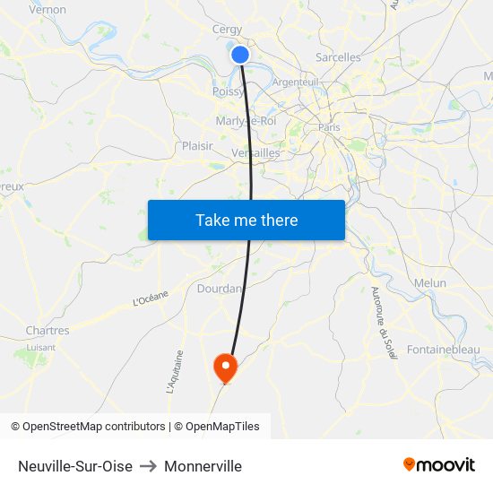 Neuville-Sur-Oise to Monnerville map