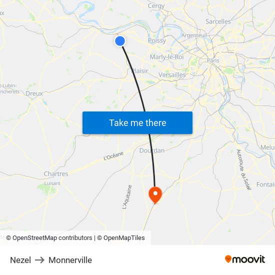 Nezel to Monnerville map