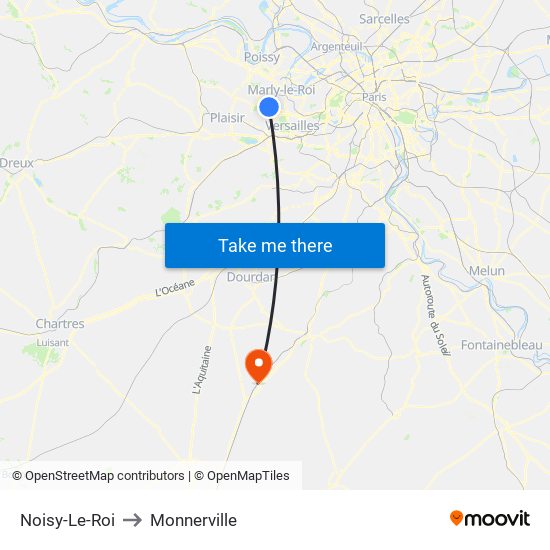 Noisy-Le-Roi to Monnerville map