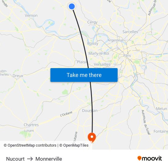 Nucourt to Monnerville map