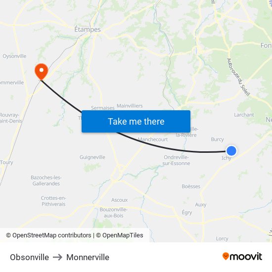Obsonville to Monnerville map