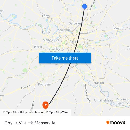 Orry-La-Ville to Monnerville map