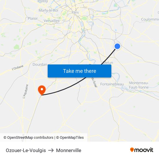Ozouer-Le-Voulgis to Monnerville map