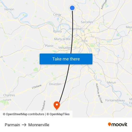 Parmain to Monnerville map