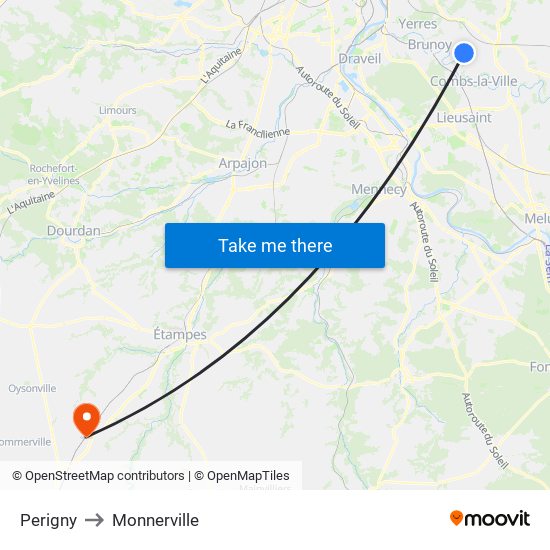 Perigny to Monnerville map