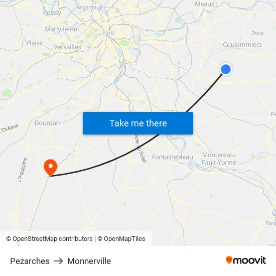 Pezarches to Monnerville map