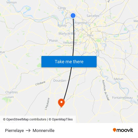 Pierrelaye to Monnerville map