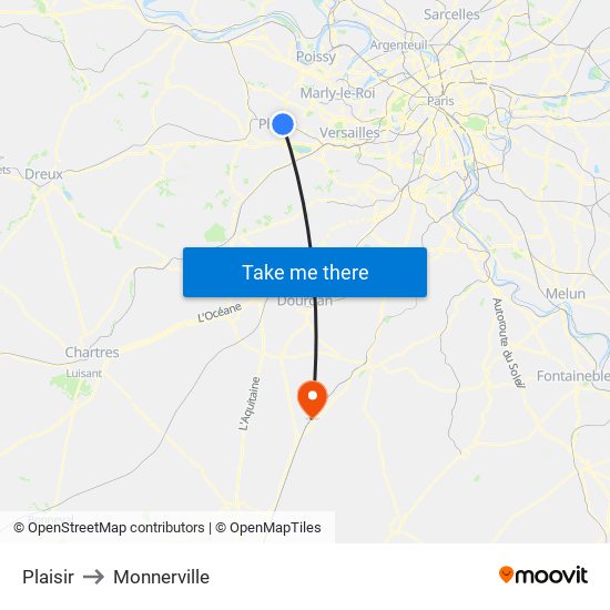 Plaisir to Monnerville map