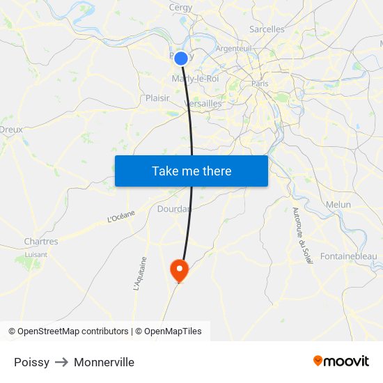 Poissy to Monnerville map