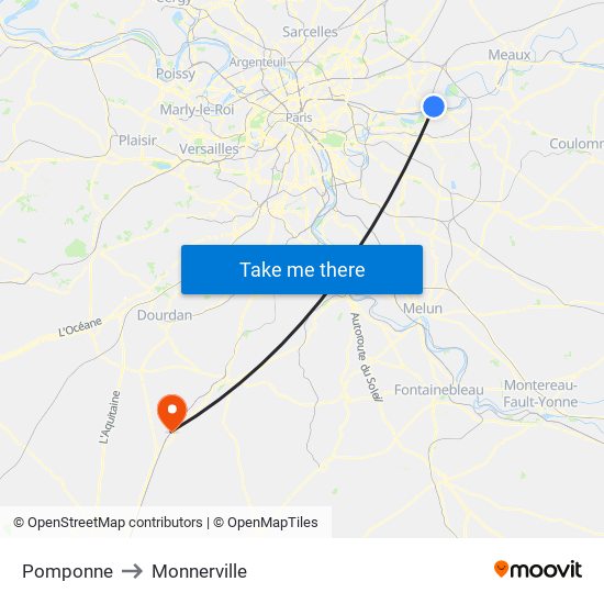 Pomponne to Monnerville map