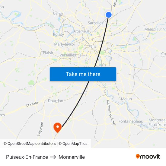 Puiseux-En-France to Monnerville map