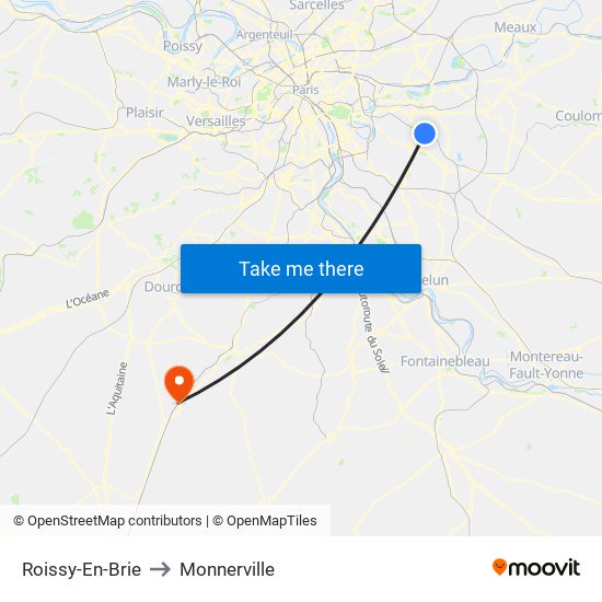 Roissy-En-Brie to Monnerville map