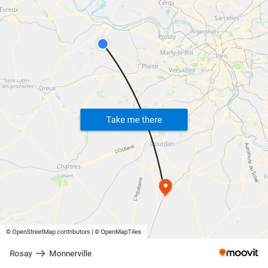 Rosay to Monnerville map