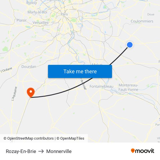 Rozay-En-Brie to Monnerville map