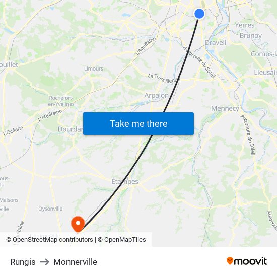 Rungis to Monnerville map