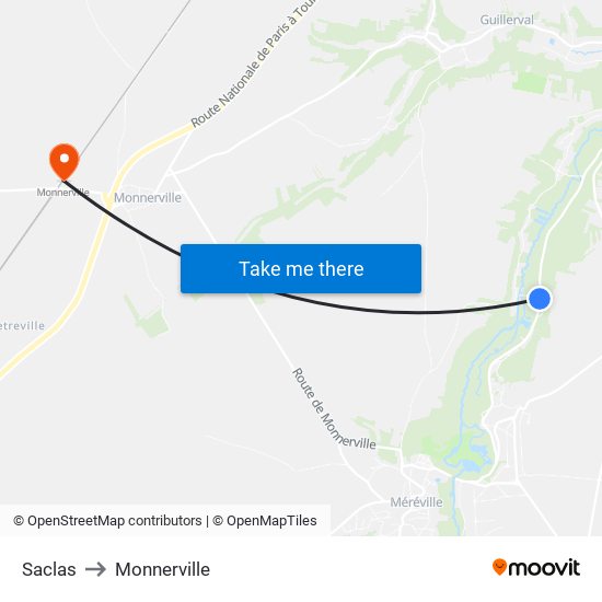 Saclas to Monnerville map