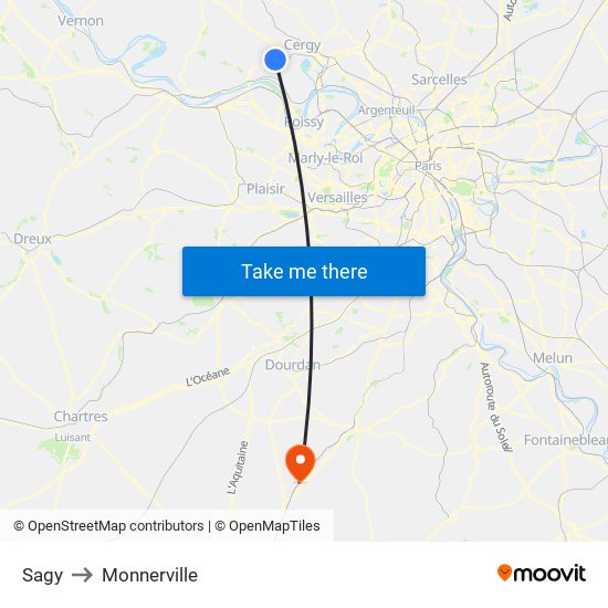 Sagy to Monnerville map