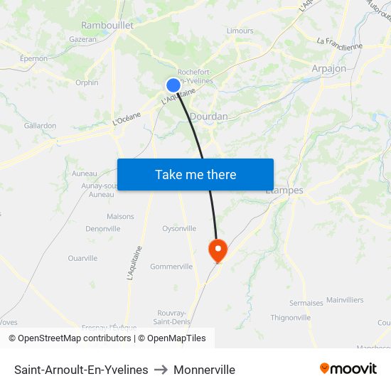 Saint-Arnoult-En-Yvelines to Monnerville map