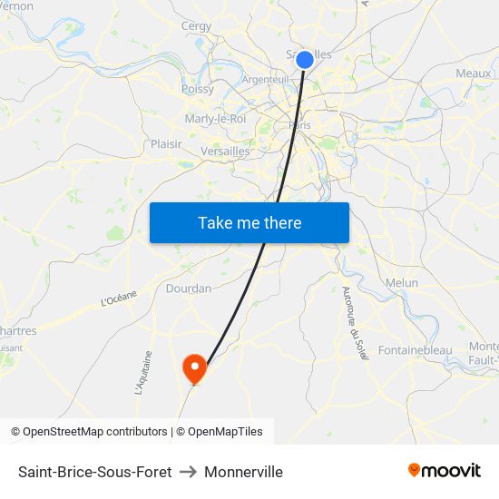 Saint-Brice-Sous-Foret to Monnerville map