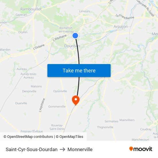 Saint-Cyr-Sous-Dourdan to Monnerville map