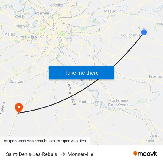 Saint-Denis-Les-Rebais to Monnerville map