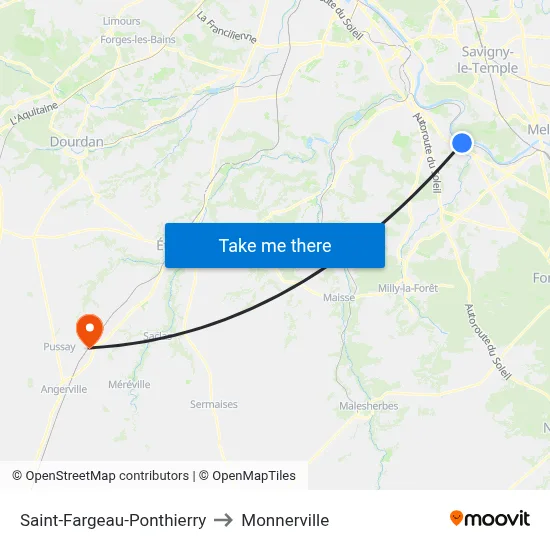 Saint-Fargeau-Ponthierry to Monnerville map