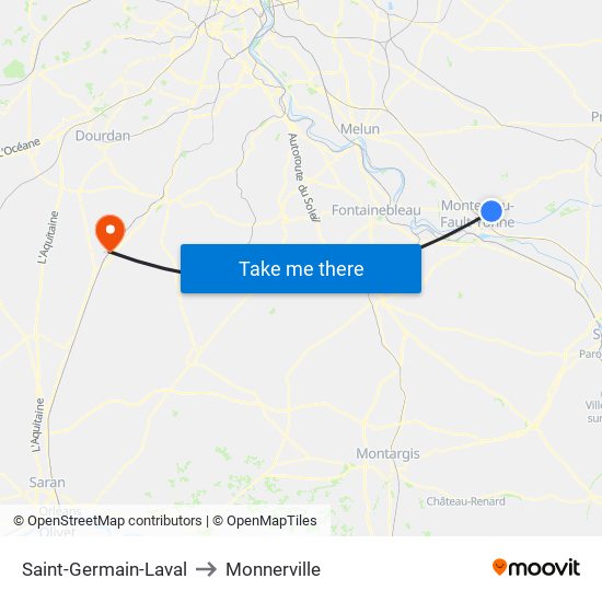 Saint-Germain-Laval to Monnerville map