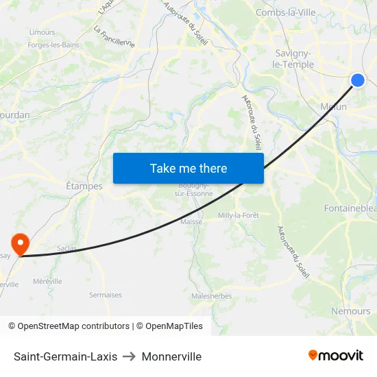 Saint-Germain-Laxis to Monnerville map