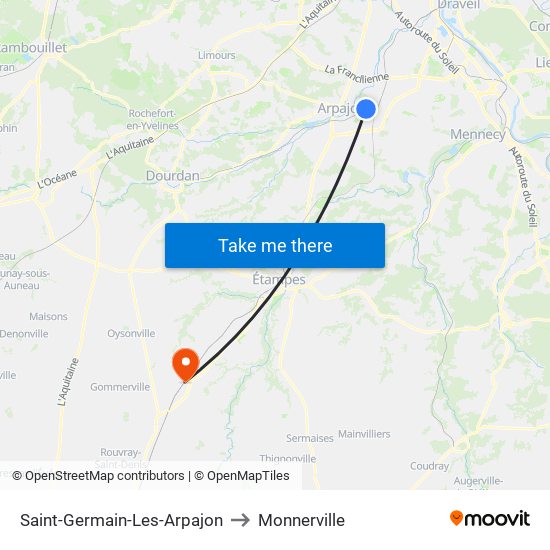 Saint-Germain-Les-Arpajon to Monnerville map
