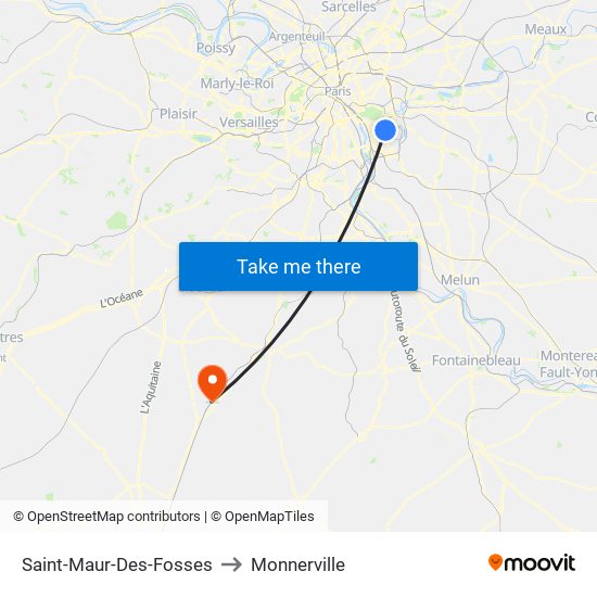 Saint-Maur-Des-Fosses to Monnerville map