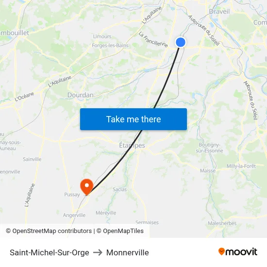 Saint-Michel-Sur-Orge to Monnerville map